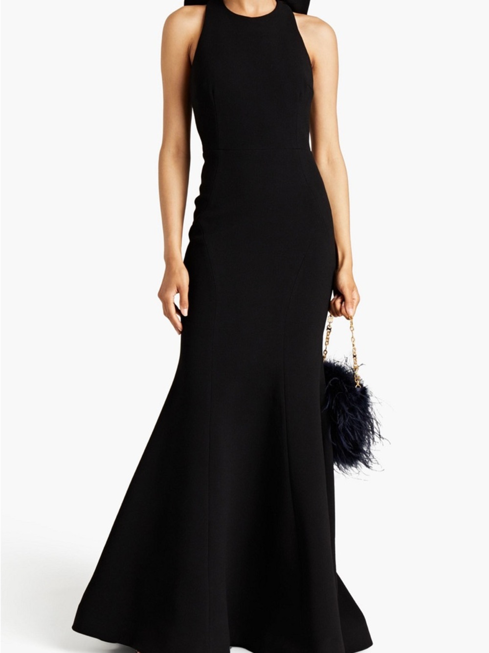 Rebecca Vallance Black Love Bow-embellished Crepe Gown